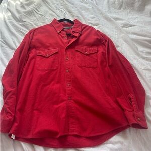 Men's Casual Red Button-Down Shirt with Chest Pockets 100% cotton